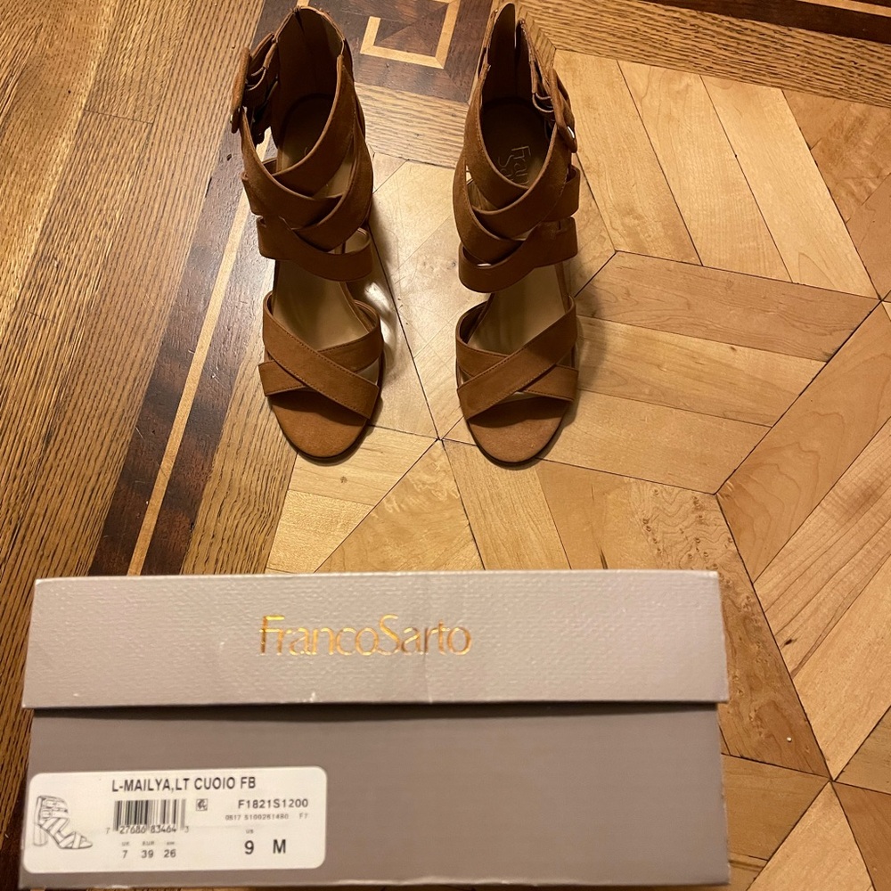 Franco Sarto Tan Strappy High Heel Sandals